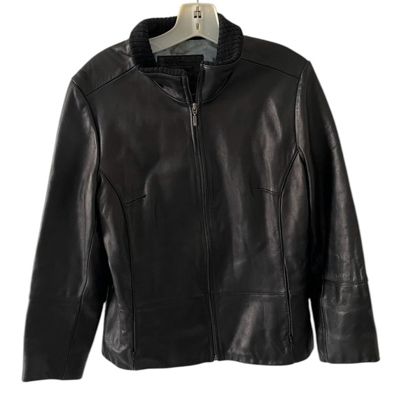 Apt. 9 Jackets & Blazers - APT 9 Lambskin Black Genuine Leather Jacket Womens Modern Classic Zip Size M